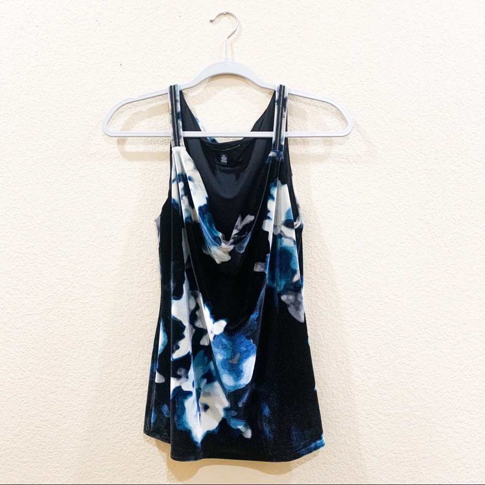White House Black Market Velvet Floral Top